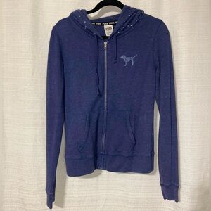 Victoria's Secret PINK Heathered Blue Zip-Up Hoodie